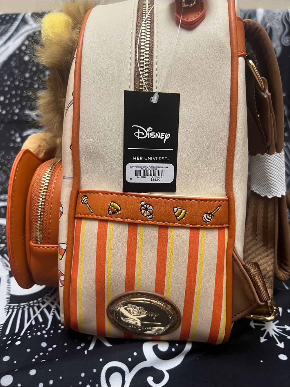 NWT - Disney Winnie the Pooh Lion Costume Pumpkin Mini Backpack - Picture 4 of 9